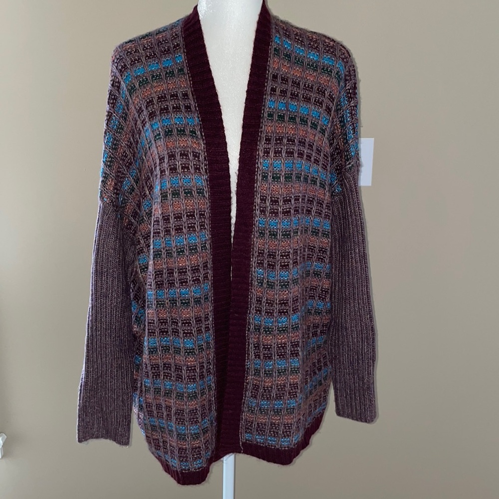 Soft Surroundings Colorful Open Front Cardigan, Size L/XL